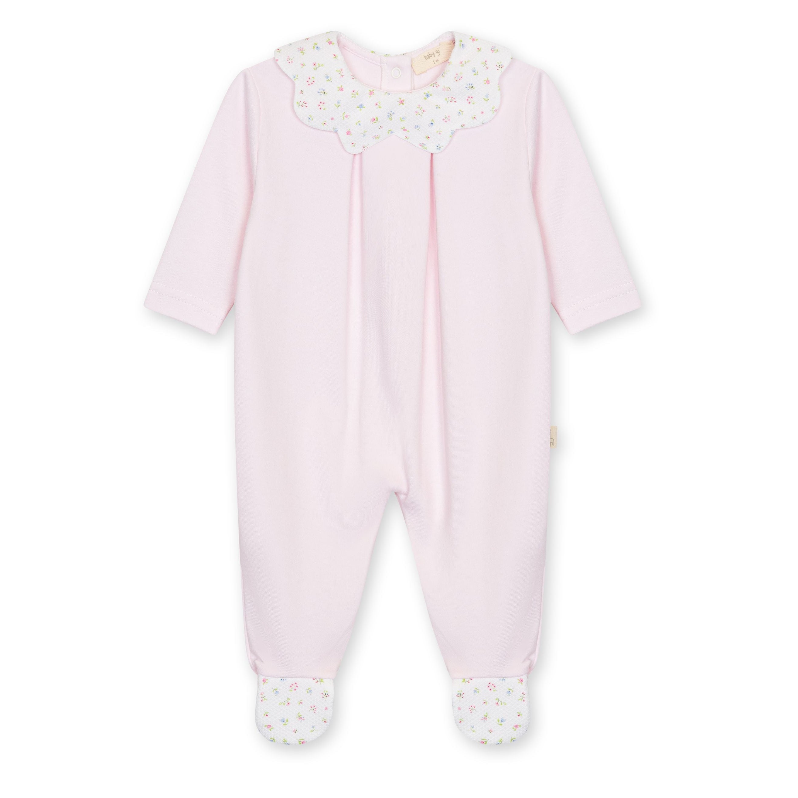 Pink Pima Footie with Bloom Scallop Collar