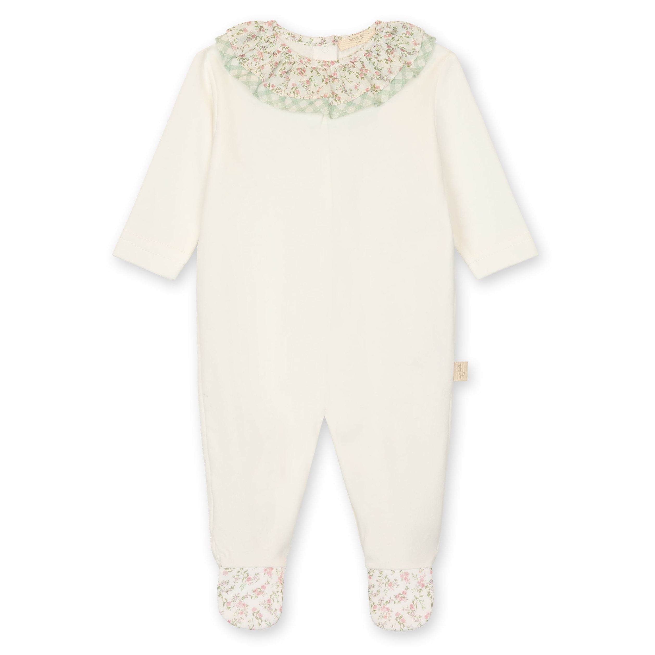 Ivory Footie with Dual Print Ruffle Collar