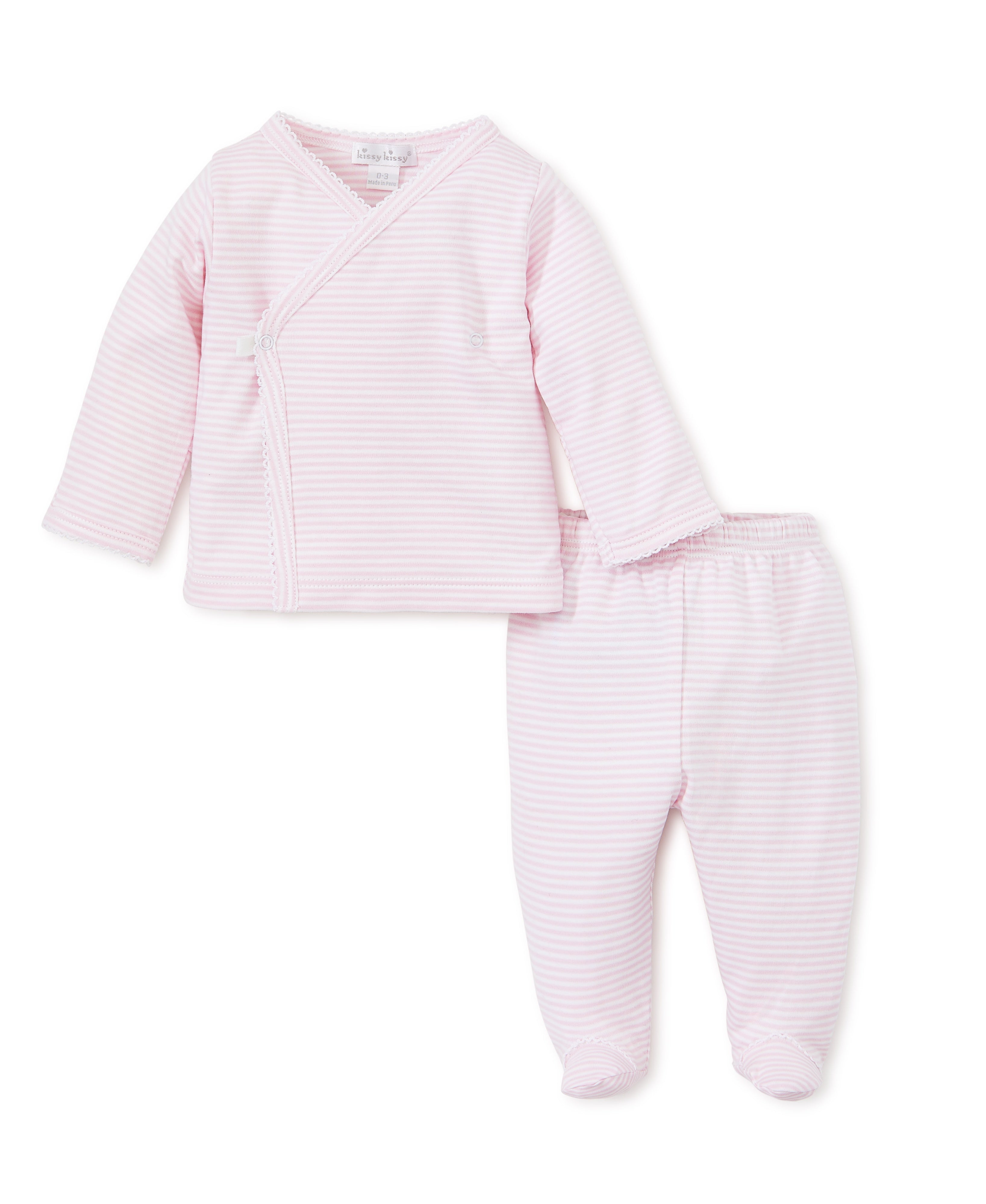 Pink Stripe Footed Wrap-Set