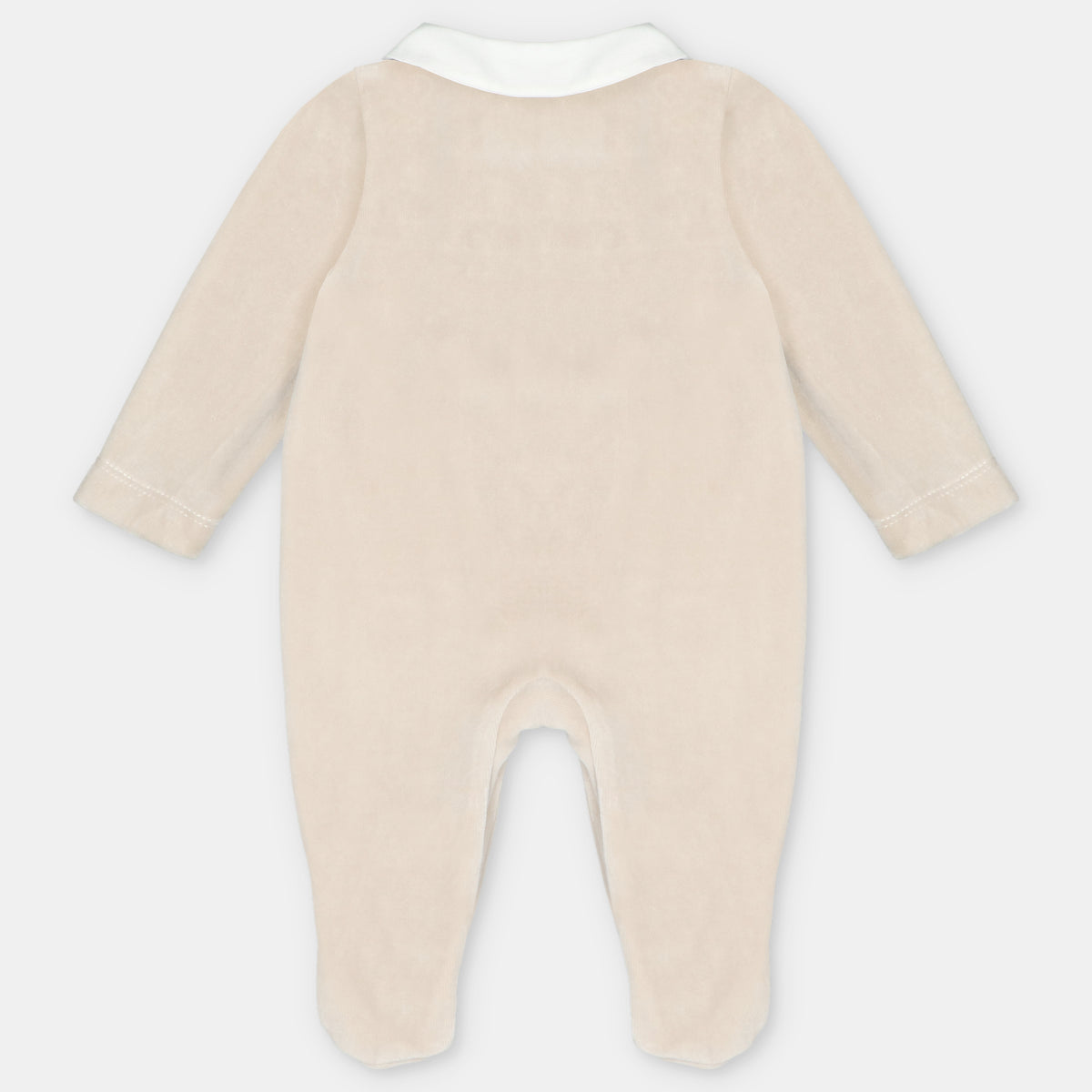 Beige Velour Footie Double Buttons